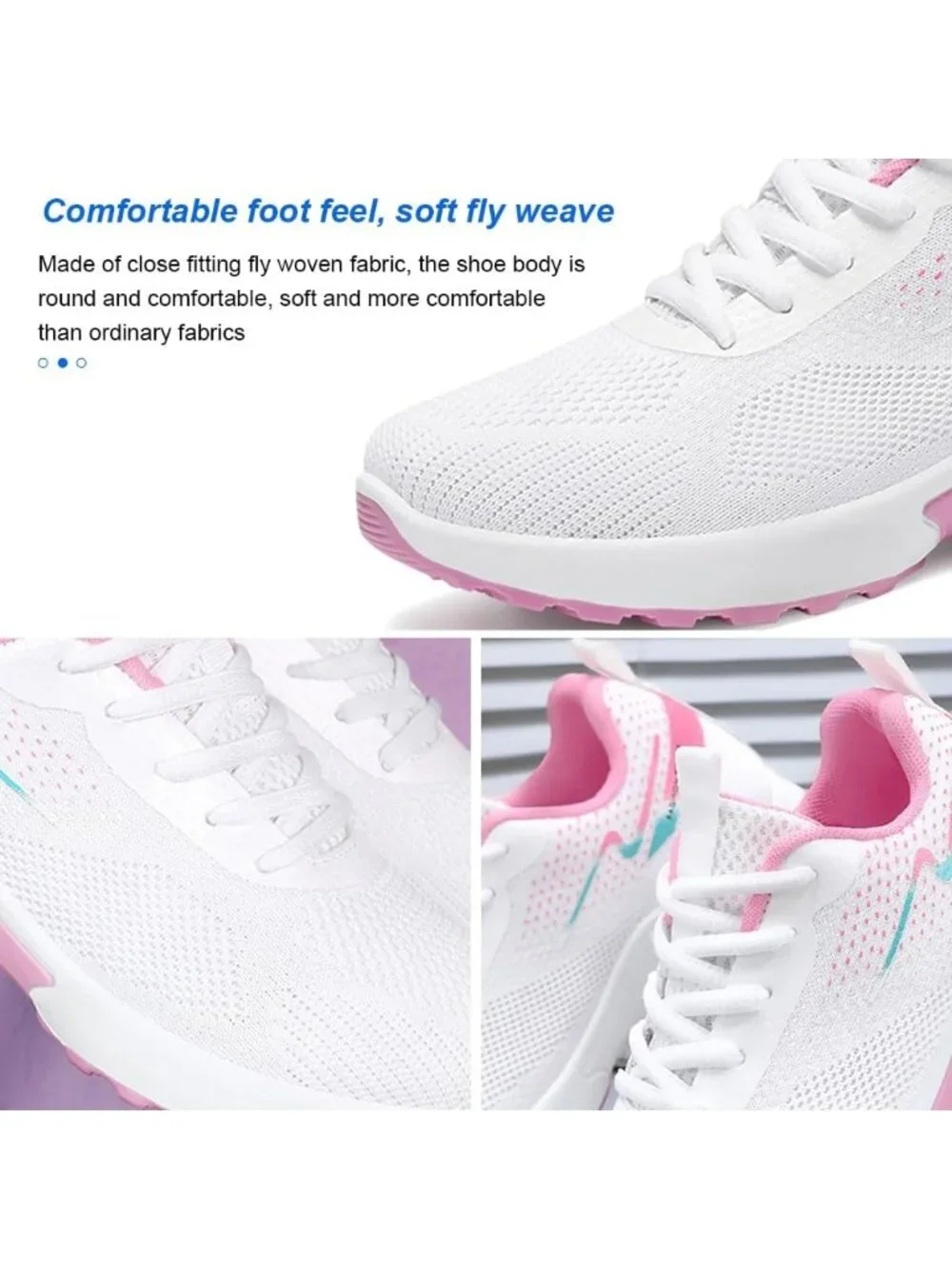 Women's White Lightweight Air Cushion Mesh Breathable Casual Sneakers